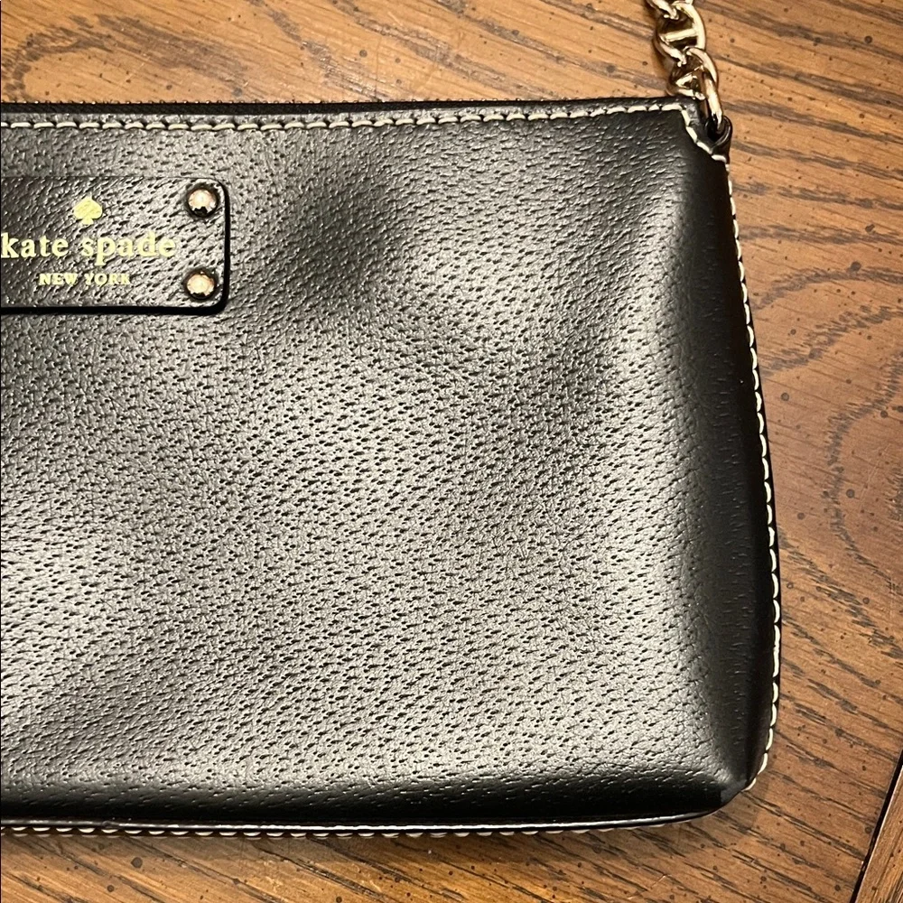 Kate Spade‎ Black Leather Zip Chain Baguette Bag